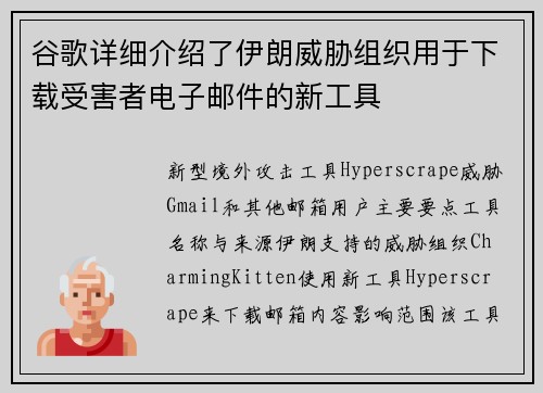 谷歌详细介绍了伊朗威胁组织用于下载受害者电子邮件的新工具 