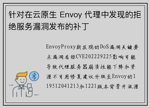 针对在云原生 Envoy 代理中发现的拒绝服务漏洞发布的补丁 